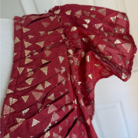 Anthropologie Red Dress Size Medium with Geo Gold Details NWT - Picture 3 of 5